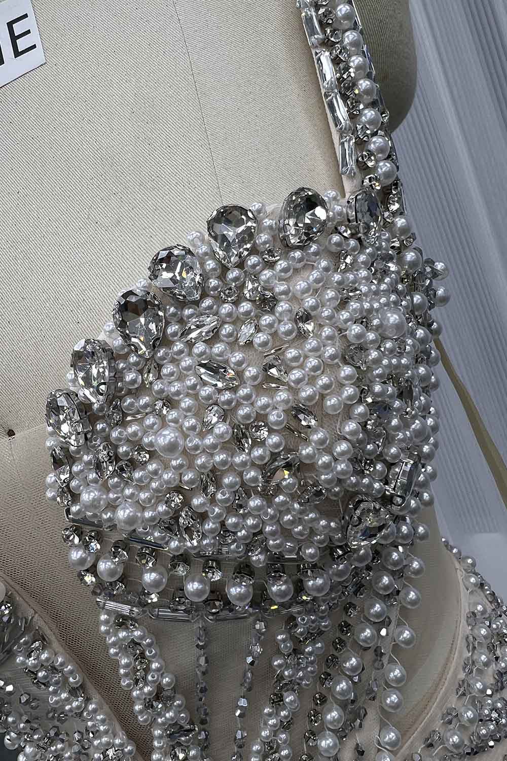 YQLNNE 045 White Feathers Crystals Wedding Party Gown Formal Evening Dress Mermaid