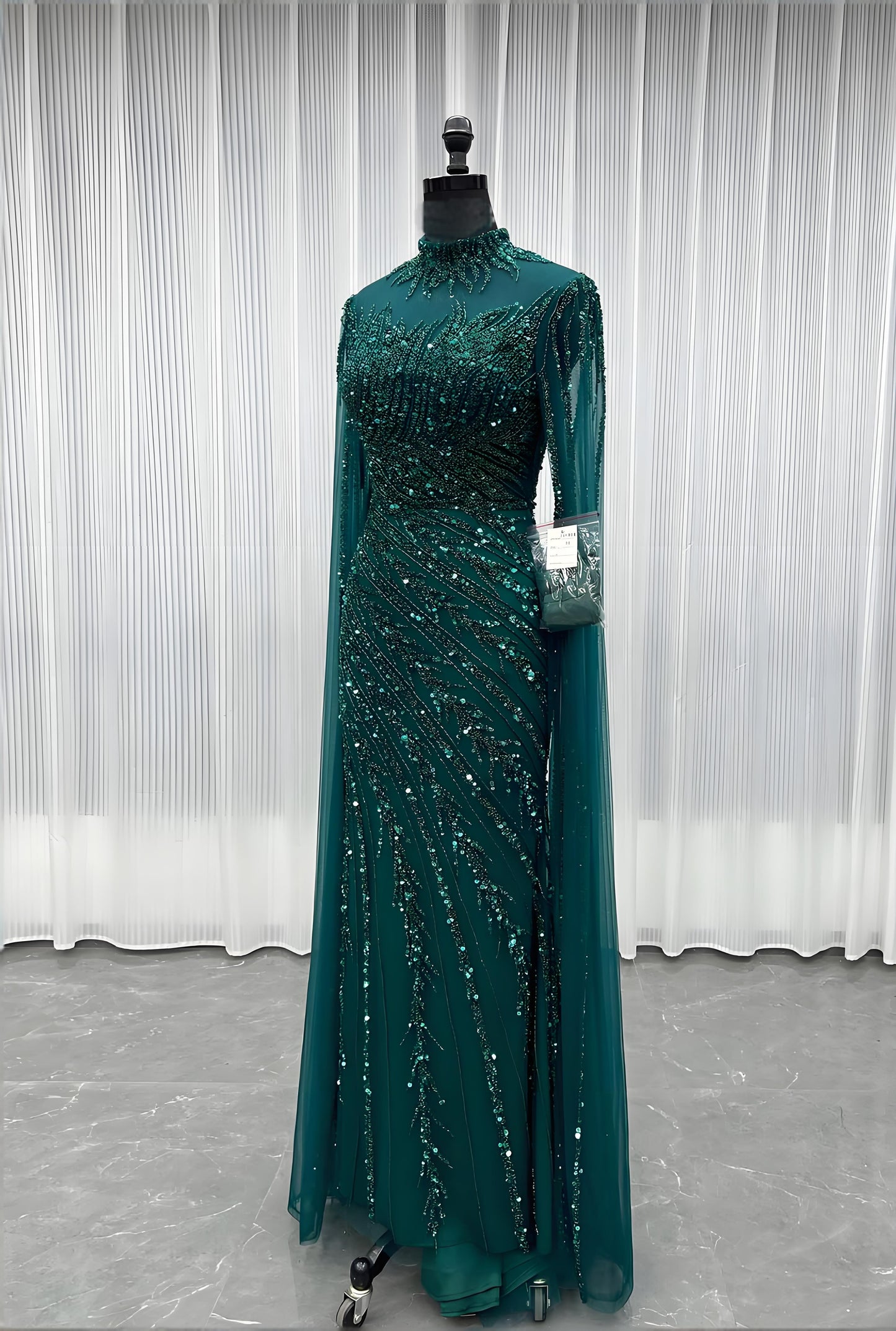 Long Evening Dress With Handmade Beaded Formal Gowns-014