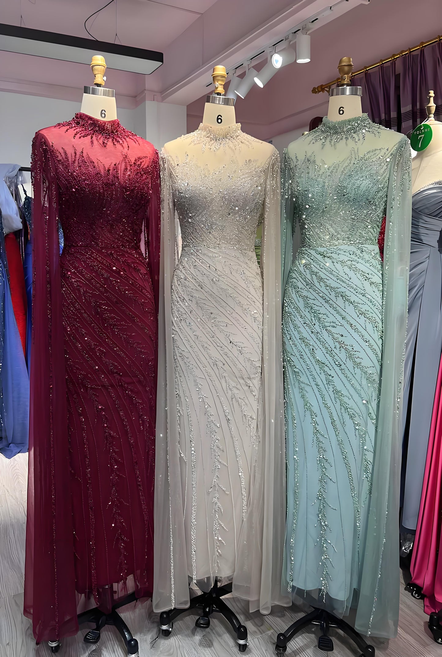 Long Evening Dress With Handmade Beaded Formal Gowns-014