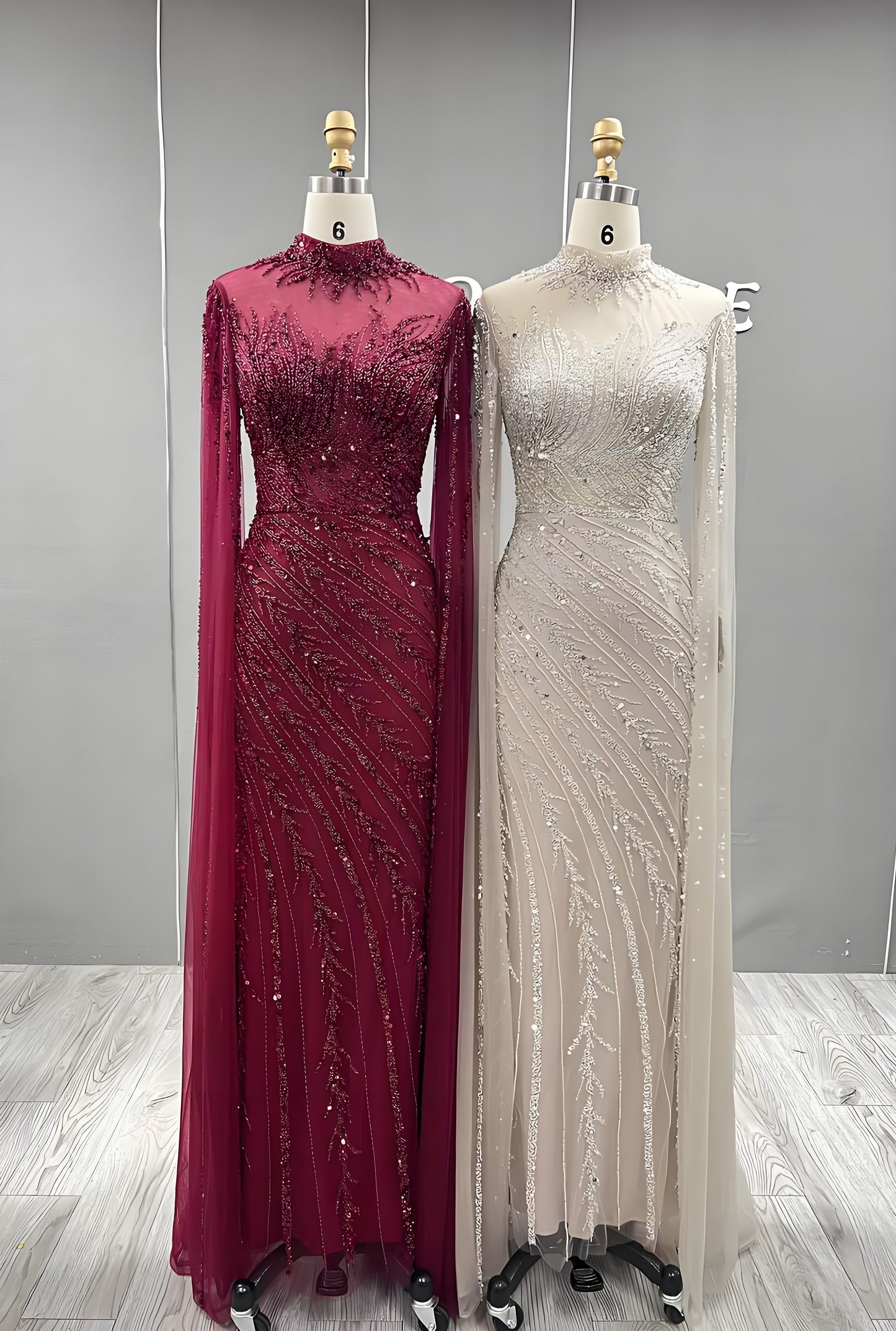 Long Evening Dress With Handmade Beaded Formal Gowns-014