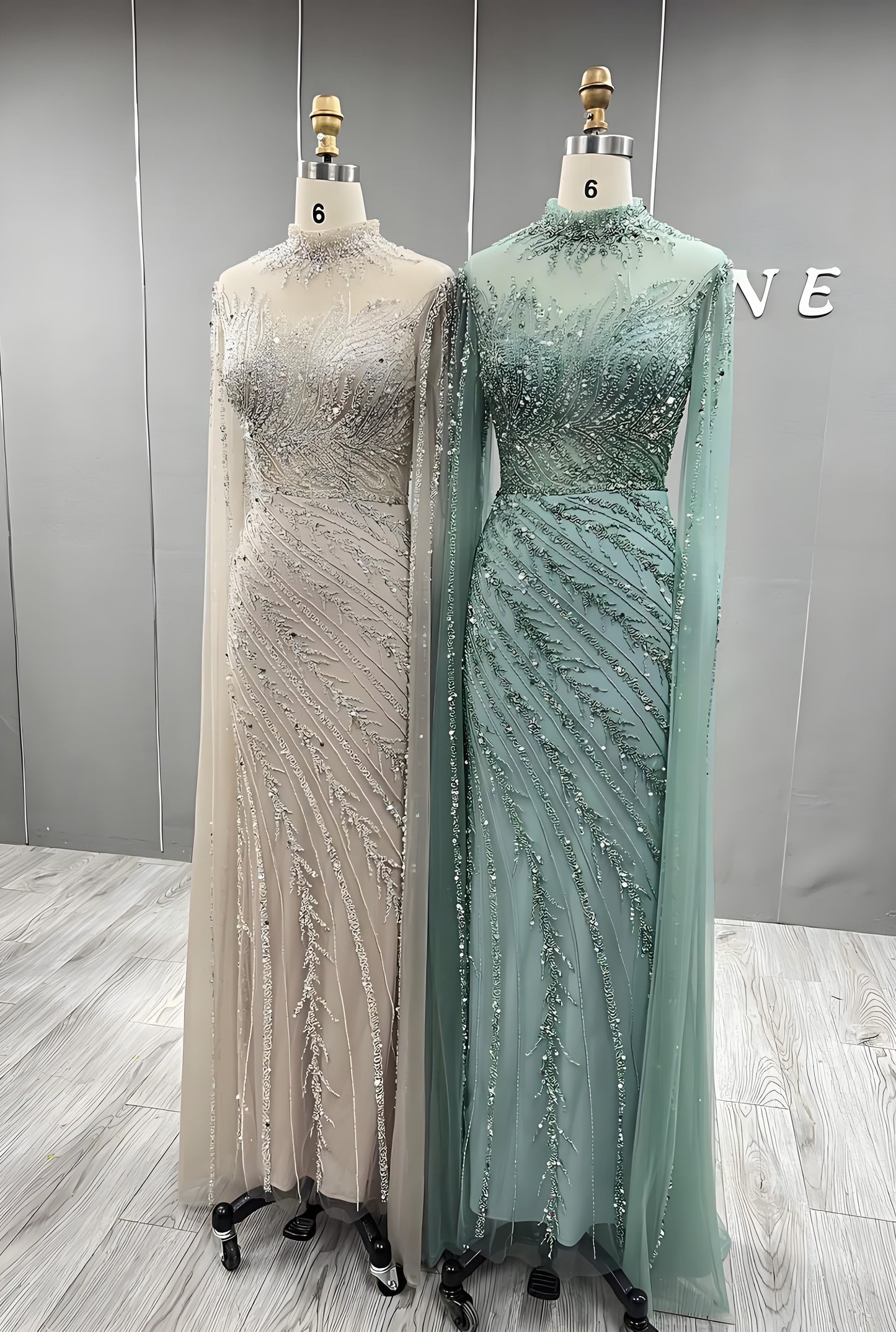 Long Evening Dress With Handmade Beaded Formal Gowns-014