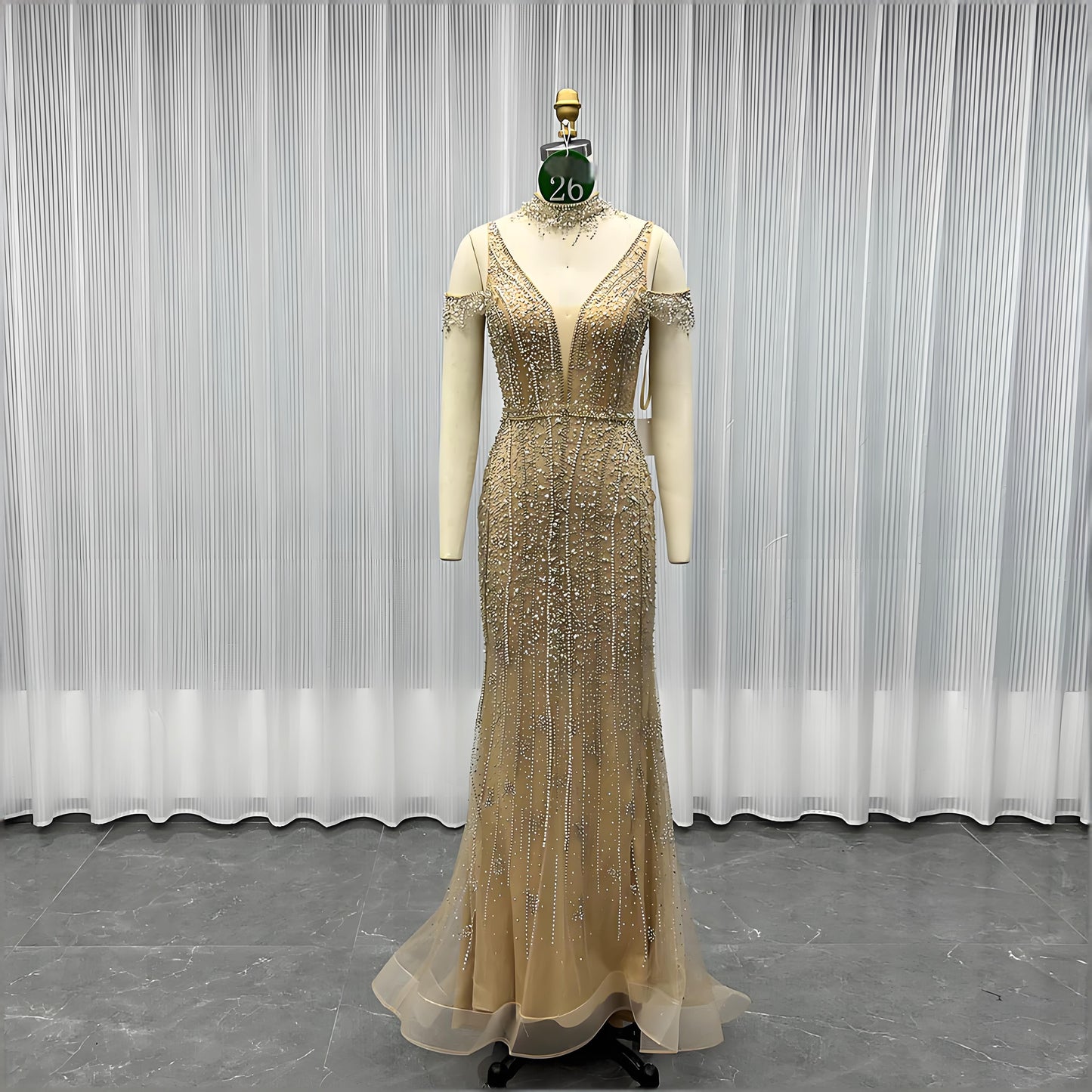 Sequined long evening dress formal dress-017